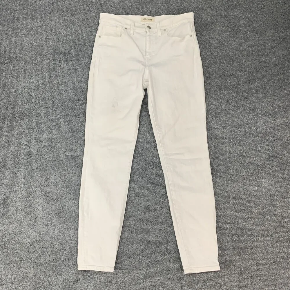 Madewell Jeans Womens 29 White 9 Inch High Riser Skinny Skinny Denim Stretch